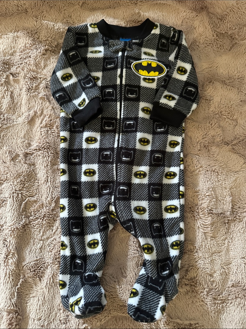 Batman Baby Fleece One-Piece Footed Pajamas, 0-3 months